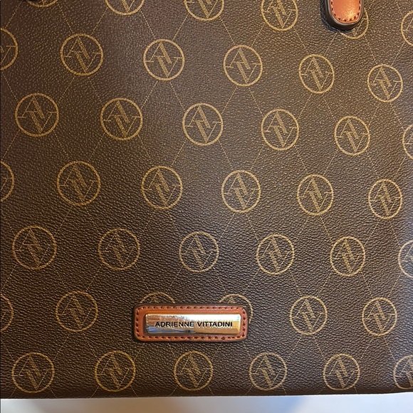 Adrienne Vittadini Brown Tote Bag with Monogram Design - Picture 3 of 3